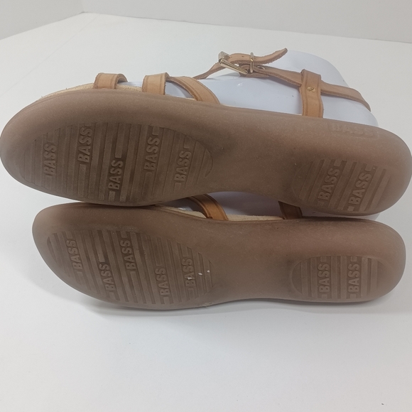 GH Bass Sandals Leather Strappy Tan Gold Buckle Women Size 8.5 or 8 1/2 - Picture 8 of 11